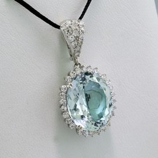 9,46 carat ! Aquamarin Diamant Anhänger  750 Weißgold Unikat Wert 6.550 Euro Neu