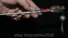 7.6" Old Chinese Silver inlay