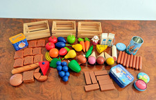 Haba Kaufladenzubehör Holzkisten/ Obst / Gemüse / Gebäck  usw. (insg. 60 Teile)