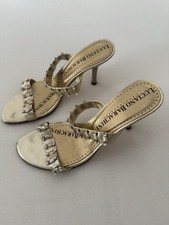 Pantoletten, Goldpantoletten, Lederpantoletten, Pantoffel mit Strasssteinen