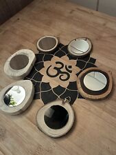 6 Kleine Spiegel Holz Baumscheibe Handarbeit Mit Wandaufhänger 