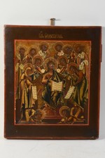 C25U50- Orthodoxe Ikone Jesus mit Heiligen ua Hl. Michael wohl Bulgarien