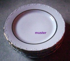 6 Teller Frühstücksteller Mehrzweckteller Kahla weiß mit Goldrand