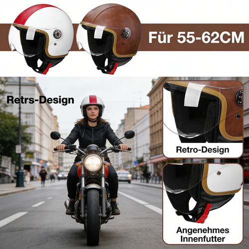 Zweiradhelm retro 62cm - zweiradhelm, 55-62cm