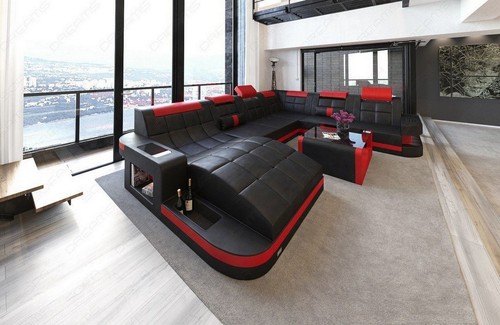 Wohnlandschaft leder sofa led - leder,