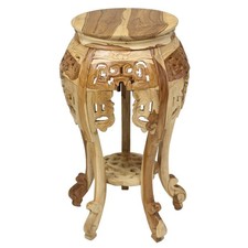 Rundhocker Blumenhocker Beistelltisch Nachttisch Holz Hocker Barock Natur Mittel