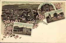 Litho Olbernhau im Erzgebirge, Hotel Windisch, Marktplatz, Amtsgericht - 4538946