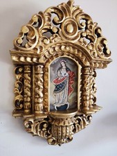 Altar♥️ Holz Hausaltar Madonna Maria Gold alt Krippe geschnitzt Engel Südtirol 