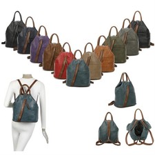 DAMEN RUCKSACK Daypack OUTDOOR Schultertasche Leder Optik Backpack Schule REISE 