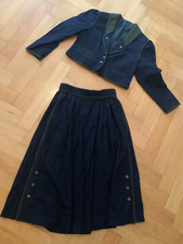 Trachten Kostüm Lodenfrey Gr.40 Rock + Blazer dkl.blau Hornknöpfe Schurwolle