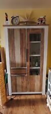 Vitrine Landhausstil Front Akazie teilmassiv weißlackiert B/H/T 115/200/45cm