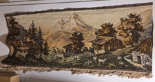 DDR WANDBEHANG/ WANDTEPPICH -GEBIRGS SZENE- 165 x 75cm gewebt VINTAGE OSTALGIE 