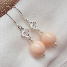 floral blush rosa Muschelkern Perlen Ohrringe 925 Silber Blume Blüte HalbCreolen