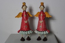 2 x Metall Engel/Metall König Figur groß bunt 2er Set Höhe 38 cm Shabby Vintage