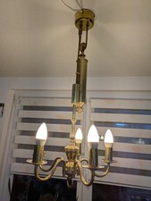 Kronleuchter Lüster Ess+ Wohnzimmer 5-flammig klassisch Gegengewicht Messing