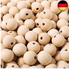 100 Stück 20mm Holzperlen mit Loch, Runde Holzkugeln Natur, Groß Holzperlen zum