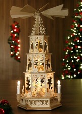 Tilgner- Weihnachtspyramide elektrisch Erzgebirge, 55cm, Waldmotiv, mit Figuren