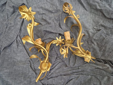 2 Stück Florentiner Wandleuchter Metall Wand-Lampe Gold Farbig