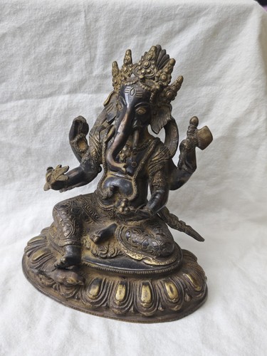 Alte ganesha bronzefigur 5 - bronzefigur, 19,5