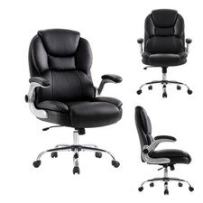 IWMH Chefsessel Ergonomisch Bürostuhl mit Lendenstützte & klappbarer Armlehnen