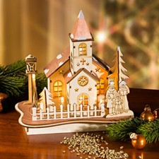 wunderschöne LED Holz-Kirche
