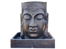 Buddha Kopf Brunnen 100cm Wasserspiel Lavastein Teich Wasserwand Wasserfall K...