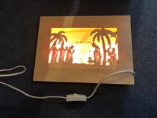 Weihnachtskrippe Holzsilhouette mit 5 Kerzenlampen, 29 x 4 cm in OVP 1,5m Kabel