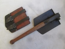 Bundeswehr Spaten - Klappspaten alt in Leder-Spatentasche - Feldspaten - 1965