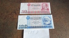 Deutschland 2 Scheine der DDR 50 und 100 Mark von 1971 und 1975