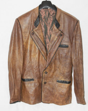 Lederjacke Jacke Glatt braun Herren innen schimmernd retro vintage L-XL
