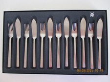 AUERHAHN SIGN FISCHBESTECK EDELSTAHL MATT 12-TEILIG 6 FISCHMESSER + 6 FISCHGABEL