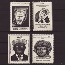 4 Reklamemarken für Ullmann's Zahnarzt-Praxis in Fürth - Medizin Dracula