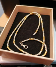 Edle Halskette bicolor 925 silber 14k vergoldet 45 cm/2 mm