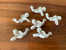 Vintage: 6 Serviettenringe Gips liegender Engel Putte weihnachtliche Tischdeko