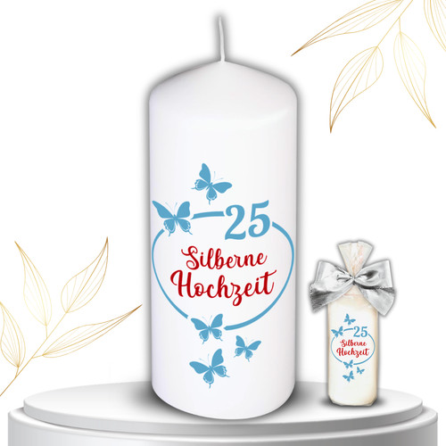 Kerze zur silbernen hochzeit - kerze,