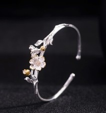 I04 Armreif Armspange Granatapfelblüte im Mai Silber 925