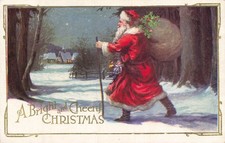 Vintage Weihnachtsmann Antike Weihnachtskarte Eine Helle Und Fröhliche Xmas