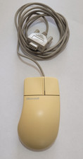 Vintage 2 button Microsoft Serial Mouse RS232 9-pin ball Maus Retro DOS seriell