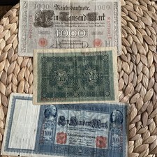 Drei Geldscheine Deutsches Reich 1910/1914