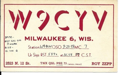 Qsl 1948 milwaukee - 1948, wi