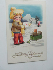 Künst.AK Herzl.Glückw.z.Jahreswechsel Kind,Brief,Briefk.,Schnee,Bollerw.nicht ge
