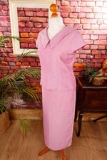 Vintage orig 90er Kostüm elegant rosa Brokat Rock Top Abendmode zeitlos 40