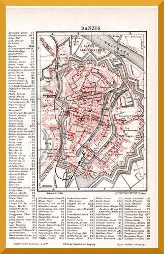 Danzig original stadtplan mit - danzig,