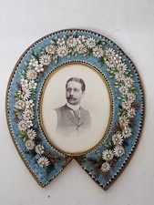 Antiker Mikro Mosaik Bronze Bilderrahmen selten in Hufeisenform