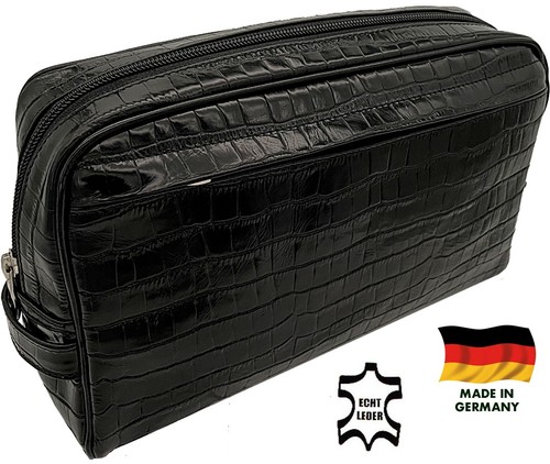 Schwarz echt leder kroko - schwarz,