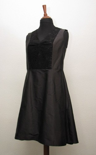 Seidenkleid schwarz vorne - , kurz
