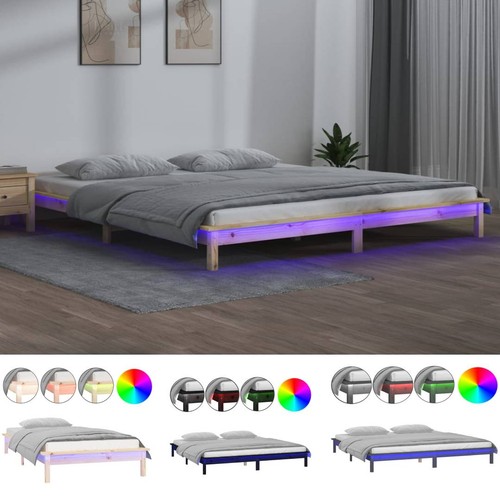 Massivholzbett mit leds - mit,