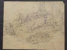 ADOLF MÜNZER - Waldinneres, Ehrwald. Zeichnung signiert. Künstlergruppe SCHOLLE