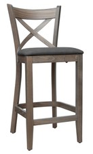 Barhocker Tresenhocker Holz Buche massiv grau Polstersitz Kunstleder *2.Wahl