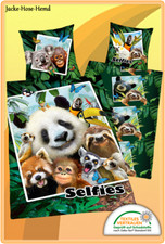 Bettwäsche Selfie Panda Faultier Koala Orang-Utan Urwald  Bild Gr. 135x200cm NEU
